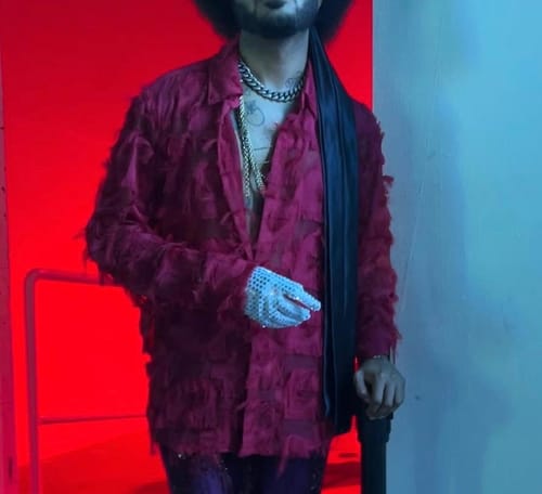 Customer photo review of Mens Fringe See Through Long Sleeve Shirt SKUK25928