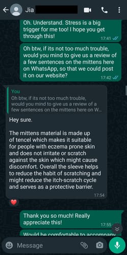 Customer photo review of Eczema Scratch Mitten