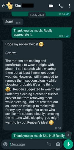 Customer photo review of Eczema Scratch Mitten