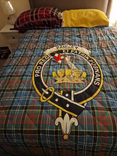 Customer photo review of Paisley Clan Crest Tartan Quilt, Tartan Plaid Quilt with Family Crest TS23