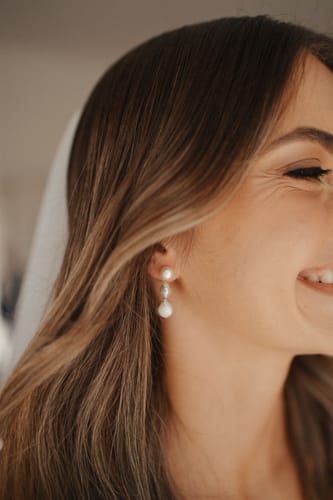 Customer photo review of **PRE-ORDER NOVEMBER** Huntleigh Pearl Earrings - Silver