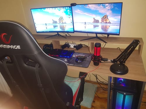 Customer photo review of Rani HA110 Raflı Oyuncu Bilgisayar Masası 160 Cm Çalışma Masası Sepet Ceviz - Antrasit