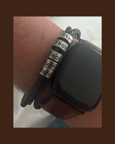 Customer photo review of Men's Braided Brown Leather Bracelet with Custom Beads