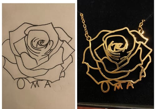 Customer photo review of LOANYA persönliche Kinderzeichnung als Halskette oder Anhänger in Gold