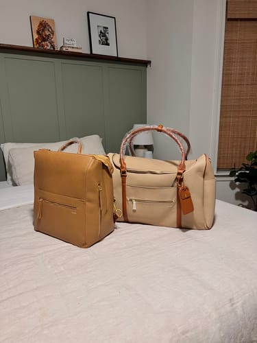 Customer photo review of The Square Diaper Bag - Tan