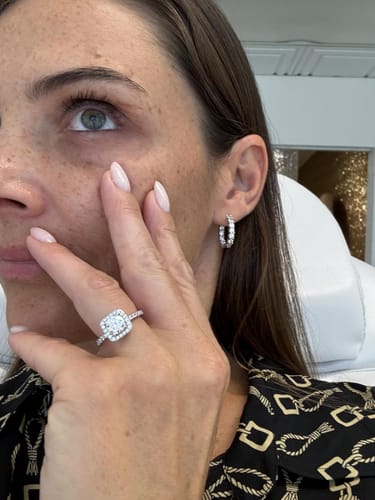 Customer photo review of Elara Gold Plated Silver Moissanite Hoop Earrings