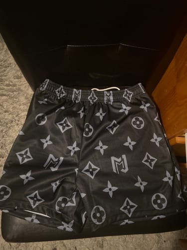 Customer photo review of Black MJM Designer Custom Print Shorts
