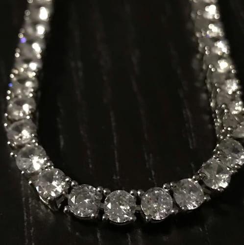 Customer photo review of White Gold Plated Silver Tennis Moissanite Chain