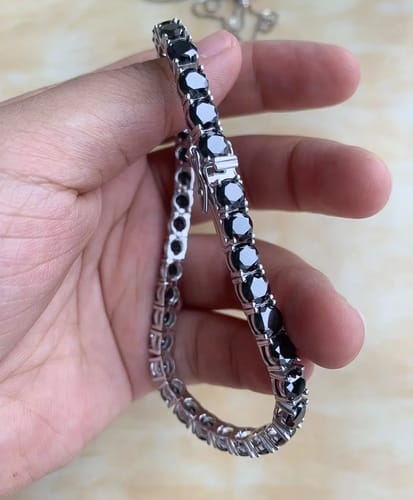 Customer photo review of Dark Delight Moissanite Tennis Hip-Hop Bracelet