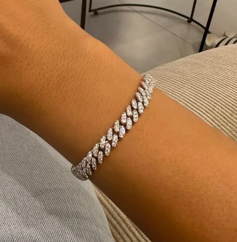 Customer photo review of Cuban Moissanite Diamond Silver Iced Bracelet
