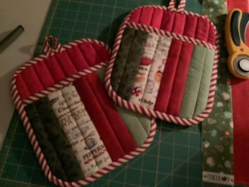 Customer photo review of Quilted Potholder Parade Sewing Pattern with Holiday Version | Digital PDF