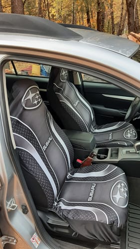 Customer photo review of 2 Front Subaru Seat Covers Grey 144627