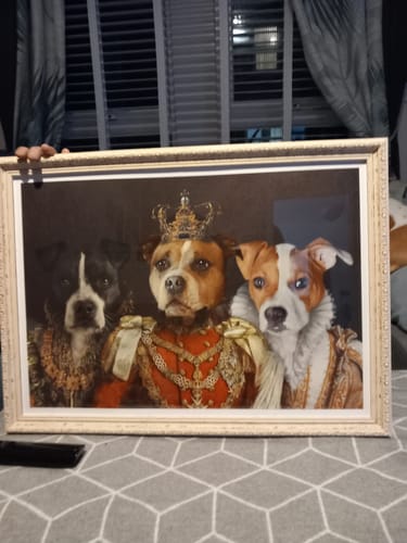 Customer photo review of The Queen, Prince & Princess - Custom Pet Portrait