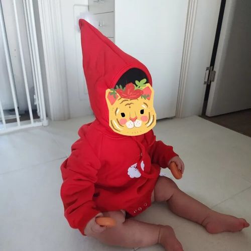 Customer photo review of Christmas Two Piece Embroidery Santa Claus Outfit