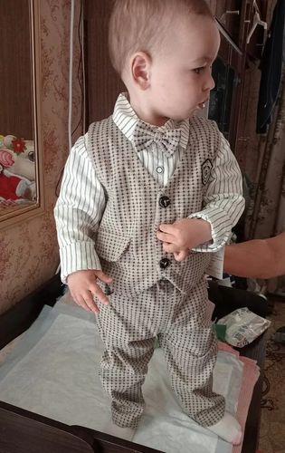 Customer photo review of Baby Boy Semi Formal Striped 3 Pcs Set