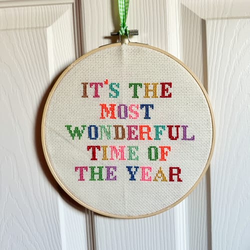 Customer photo review of It's the Most Wonderful Time Cross Stitch Kit