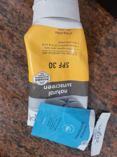 Customer photo review of Natural SPF Sunscreen - SAMPLES