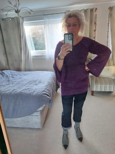 Customer photo review of ANGEL WING SLEEVE DRESS TOP PURPLE