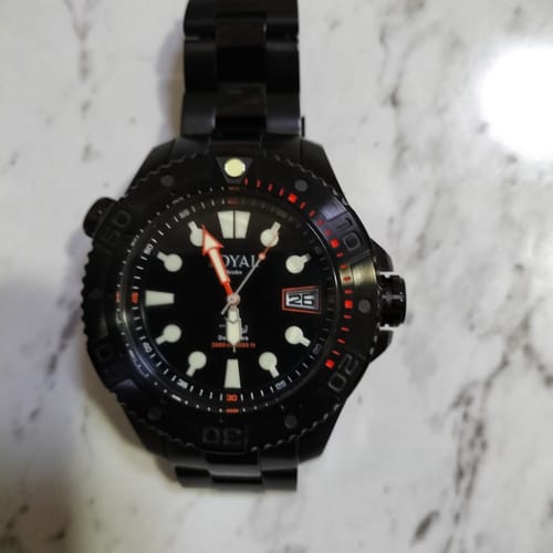 Customer photo review of Loyal Men's Scuba Black Quartz 2000m Diver Watch Black Dial