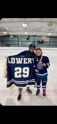 Customer photo review of Personalized Hockey Hooded Blanket