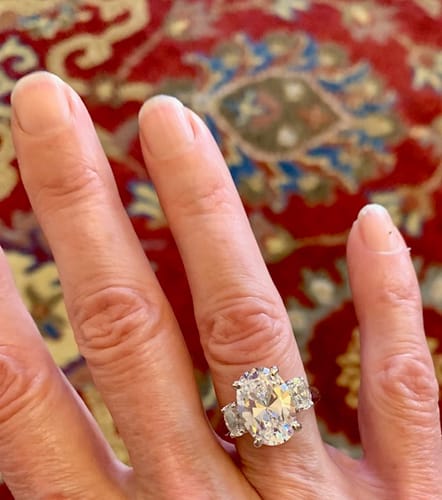 Customer photo review of 3-Stone 5.5ct Oval CZ Ring in Sterling Silver