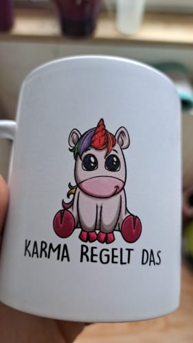 Customer photo review of Karma Regelt Einhorn - Tasse