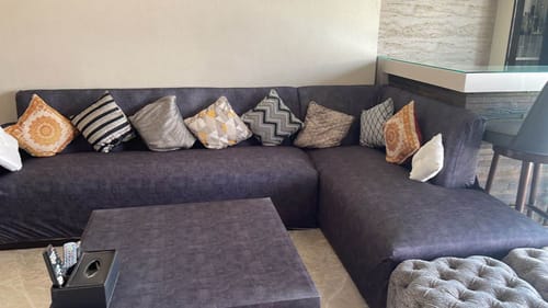 Customer photo review of Gray Velvet Elastic Sofa Slipcovers