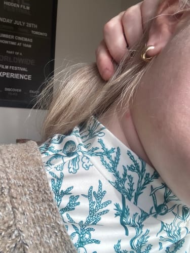Customer photo review of Small Hoop Clip On Earrings in Gold