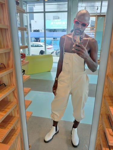 Customer photo review of Mens Chain Strap Solid Cargo Overall SKUK08350