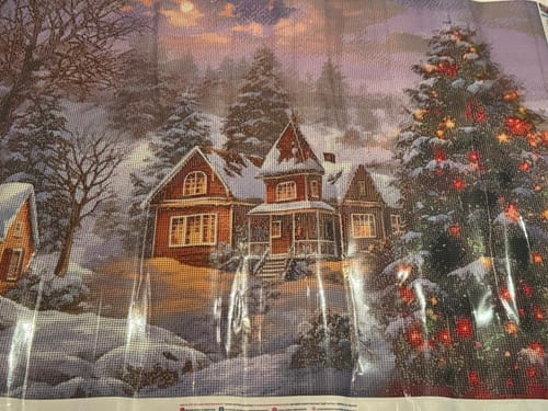Customer photo review of 5D Diamond Painting Leuchtender Weihnachtsbaum im Dorf