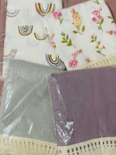 Customer photo review of Floral Tassel Swaddle Blanket