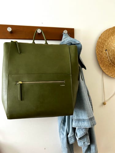 Customer photo review of The Square Diaper Bag - Moss