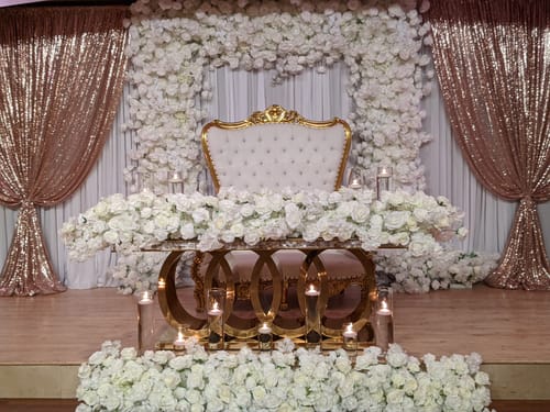 Customer photo review of White Fabric Artificial Flower Wall Arch Wedding Birthday Party Decoration