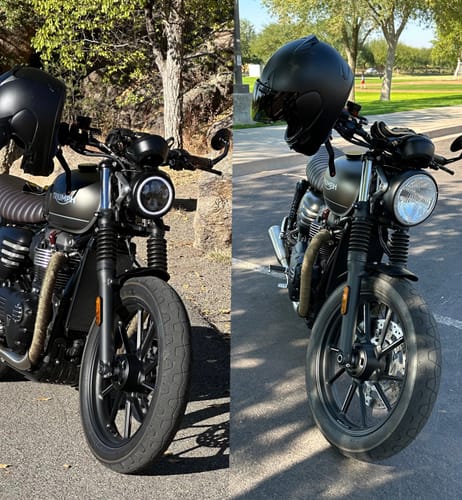 Customer photo review of Brogue Moto Retro Inspired Triumph Modern Classic 7" LED Headlight Kit - 2016+ Thruxton - Scrambler - Bonneville T100 - T120 - Speed Twin - Street Twin