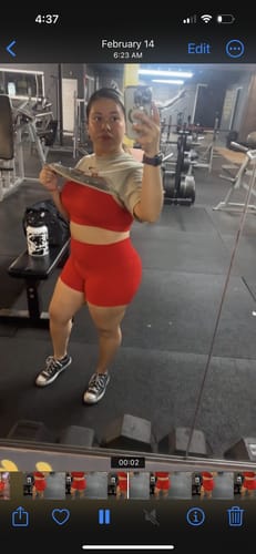 Customer photo review of Red Sports Bra