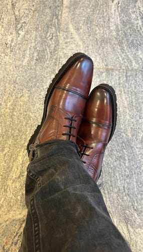 Customer photo review of Brett Brown Tabbacco Texture Single Brogue Strap Monk