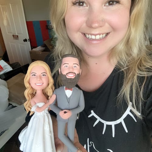 Customer photo review of Fully Customizable 2 person Custom Bobblehead