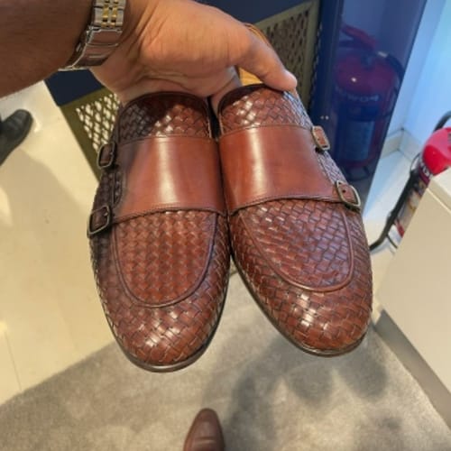 Customer photo review of Handpainted Tabbacco Shade Long Wing Blucher Brogue Flat Toe
