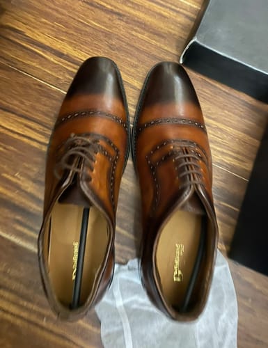 Customer photo review of Premium Cognac Crofton Wholecut Derby Shoe With Toe Design