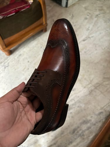 Customer photo review of Handpainted Tabbacco Shade Long Wing Blucher Brogue Flat Toe
