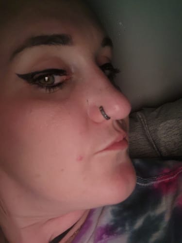 Customer photo review of Square Gem Hinged Nose Hoop