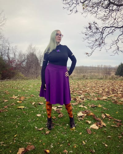 Customer photo review of Purple Jersey Charlotte Skirt by Retrolicious