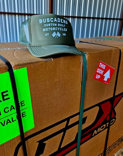 Customer photo review of ‘Flags’ Foam Trucker Hat - Olive Drab