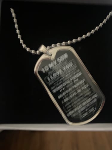 Customer photo review of Son Gift-From Dad-Dog Tag Necklace