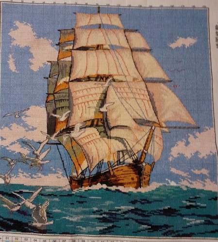 Customer photo review of Kreuzstich - Schiff auf dem Meer | 40x50 cm