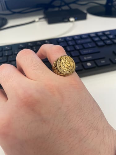 Customer photo review of Marcus Aurelius Ring - Ancient Gold