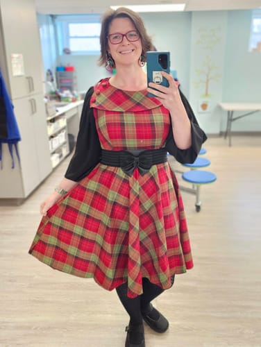Customer photo review of Red and Green Plaid Oversized Collar Dress by Voodoo Vixen