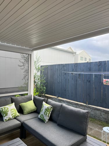 Customer photo review of Waihi Pergola Retractable Shade Blind - 4m - only blind