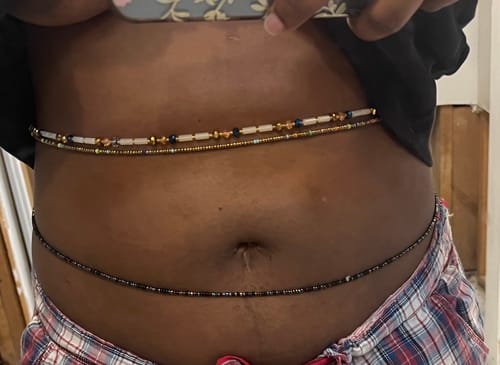 Customer photo review of Emerald Glow in the Dark Waist Beads
