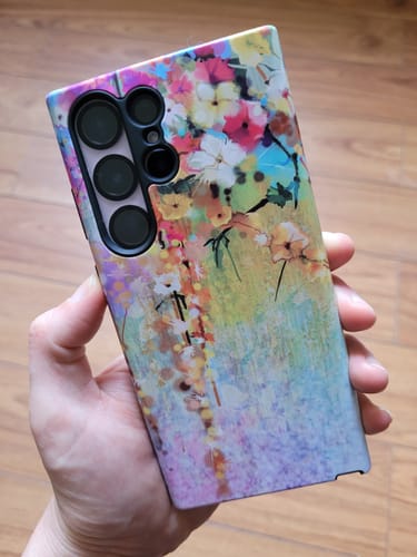 Customer photo review of Midnight Bloom Painted Flowers Phone Case